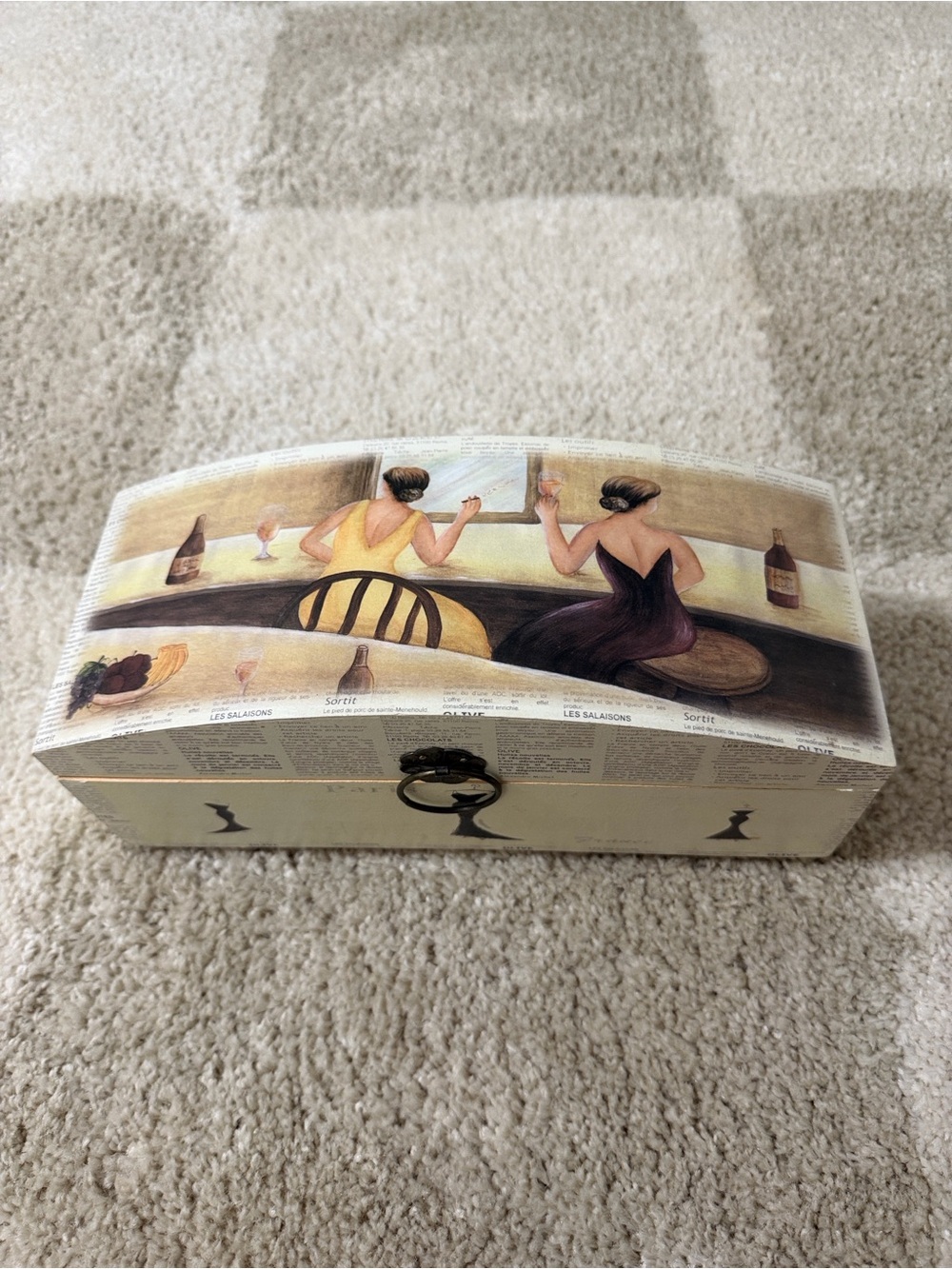 Paris Café Ladies Wooden Keepsake Box | French Country Jewelry & Trinket Storage